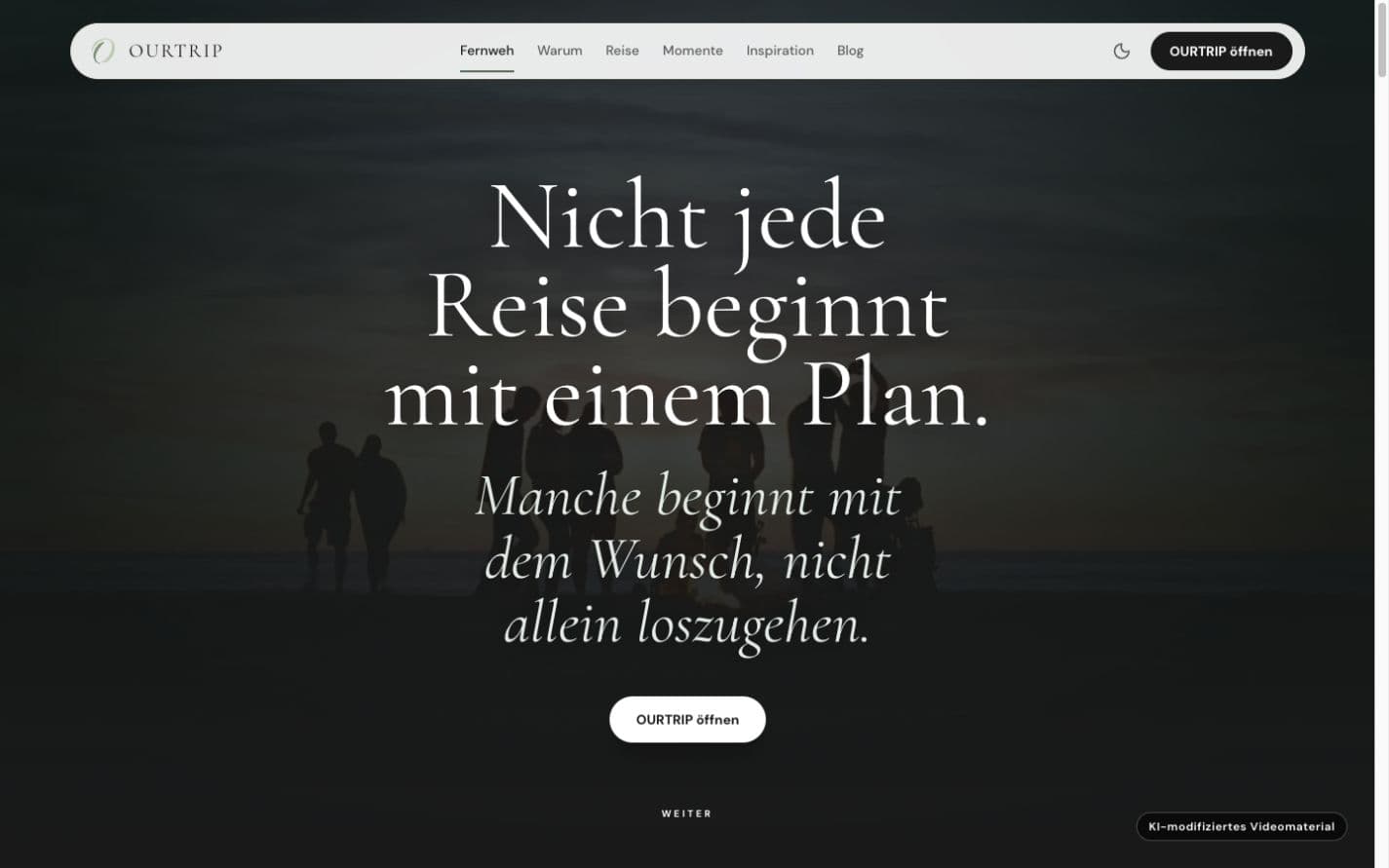 Startseite von OurTrip auf Desktop und Smartphone – große Desktopansicht